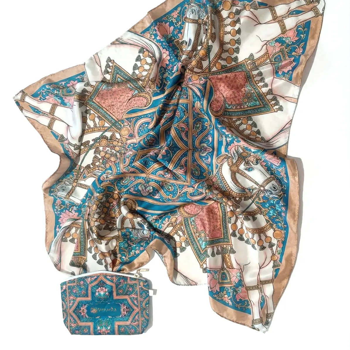 Платок "Horses of Afrosiyab" 100% шелк