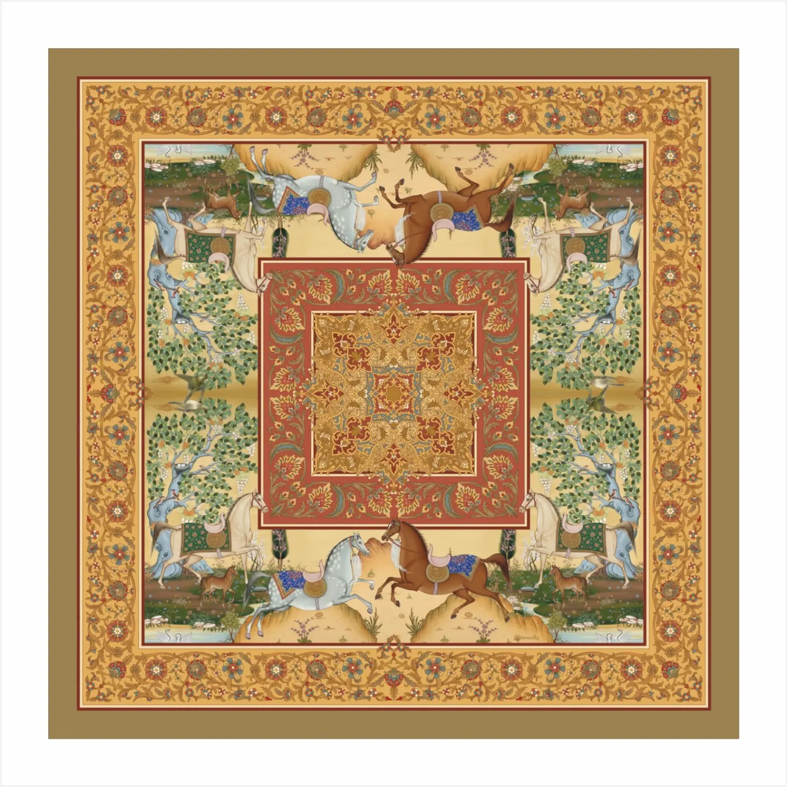 Платок "Heavenly horses" 100% шелк